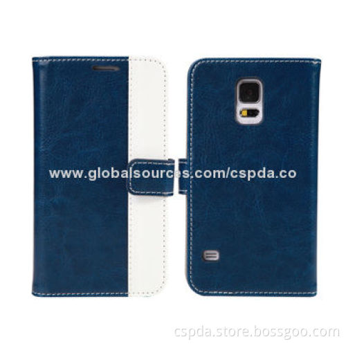 PU Wallet Cases for Samsung Galaxy S5, with Card Slots and White Stripe, Different Colors Available